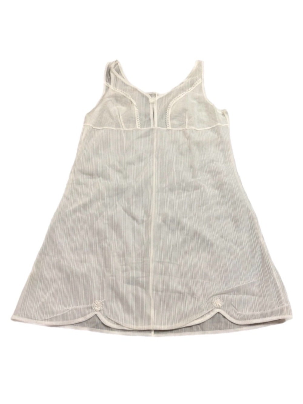 70s/80s Vintage Enka Perlon Embroidery Sheer Mini Slip Dress (Ivory) Size Small